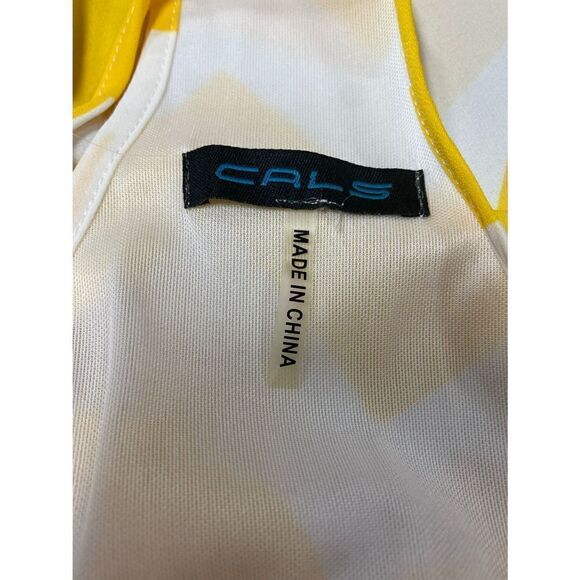 Yellow & White Chevron Sleeveless Maxi Dress Size Large - Picture 3 of 4